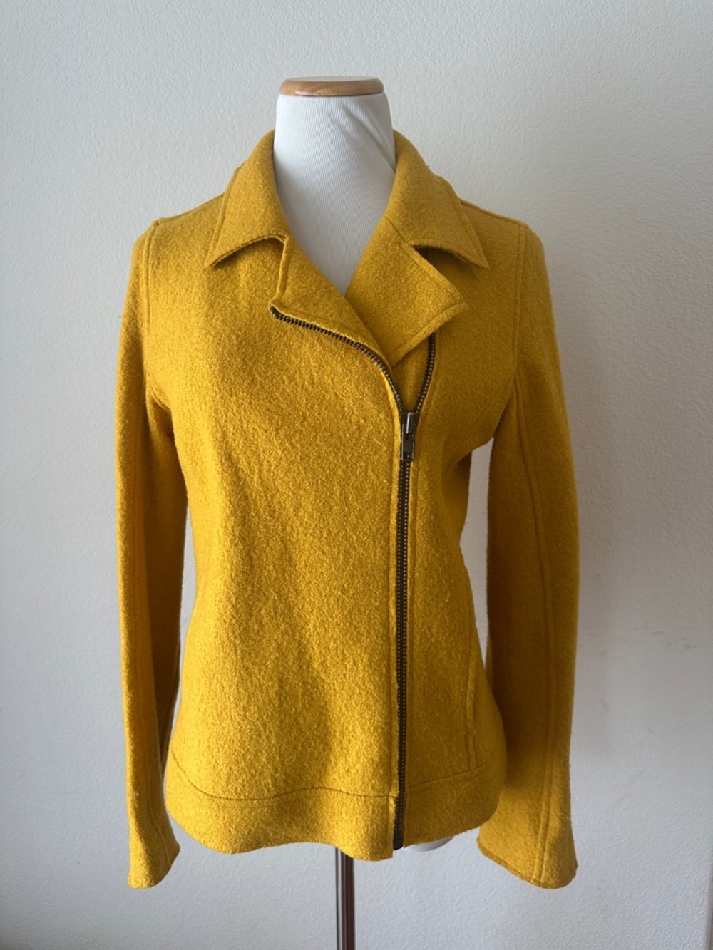 Tahari Mustard Yellow Zip-Front Jacket M